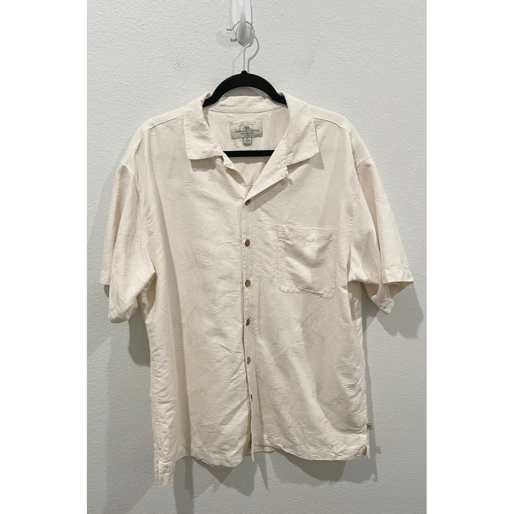 ISLAND SHORES Silk Beige Hawaiian Shirt